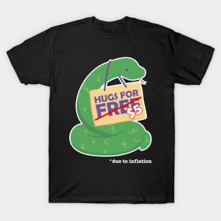 Cute snake valentine costume Hugs For Free due to inflation T-Shirt